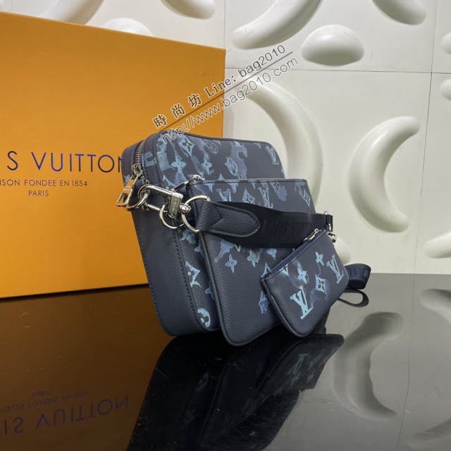 LOUIS VUITTON專櫃新款包包 路易威登Trio郵差包 LV字母水彩男士肩背斜挎郵差包 M57840  ydh4133